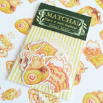 抹茶にゃんこ菓子のフレークシール