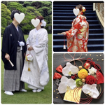 【再販2】2way　胡蝶蘭3輪　成人式　結婚式　卒業式　髪飾り　マム　白無垢　色打掛　お振袖　ヘッドパーツ　金箔　水引　和玉　タッセル　レッド　