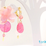 夏＊丸生革×ドライフラワー＊バイオレット&ピンク