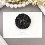 BLACKビーズ刺繍カボションのヘアゴム/ポニーフック