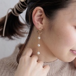 べっ甲細リボンのヘアゴム 【ベージュ】