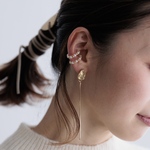 ミックスシェルリボンピアス【アイボリー】