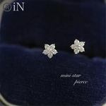ピアス　18K/プラチナ仕上げ　小さなスターピアス　スタッドピアス　シルバー925 ジルコニア　4mmサイズ　ミニピアス　