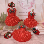 🎁HAPPY メリークリスマス🎄 小花のクリスマスドレス＆おリボンの2点セット