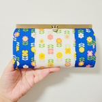 【レトロフラワー柄🏵🏵】文鎮口金長財布