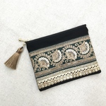 インド刺繍リボンポーチ＊タッセルつき