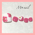 再販《送料無料》フット♡＊ふんわりフラワーネイル＊お色変更可♪