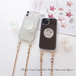 tokorin0131様専用　月と星宇宙 ビジューグリップ ＆ショルダー付き iphoneケース スマホショルダー 落下防止