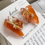 お客様専用ページ　イヤリング　鉱石　ツイン　オレンジ　レジン　レジンアクセサリー　レジンアクセ　レジンイヤリング　鉱石イヤリング　鉱石アクセサリー　ドライフラワー