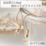 【14kgf】 刻印入り　フックピアス　B　5ペア　10個　アレルギー対応　素材　パーツ　ゴールド　