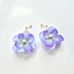 再販♡紫陽花とコットンパールのフープピアス/イヤリング