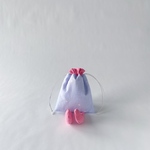 おすわりきんちゃく・小〈水色と桃〉【送料無料】