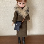 リカちゃん　ニットのセットアップ、マフラー、バッグのセット