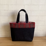 秘密のポケット付きデニムのミニトート