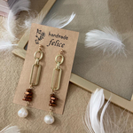 ヘマタイトストーン☆天然石と淡水パールのピアス＆イヤリング