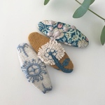 《オーバル型》ミナペルホネンஐ 刺繍のパッチンピン 3点セット 