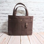 帆布  チョコレート色のトートバッグ