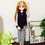 ストライプパンツコーデ 22cmドール服 