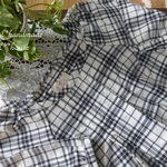 natural*(L)白黒チェック半袖タックワンピース