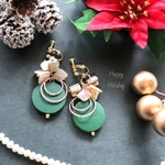 クリスマス🎄 フープ イヤリング/ピアス (グリーン)