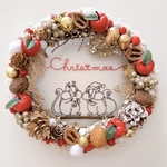 サンタ＆トナカイぷっくりシマリスのChristmasパーティーリース