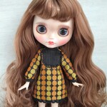  rabbit-3117様オーダー品※イエローとオレンジのドットのレトロワンピース ※ブライスアウトフィット