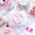 ハローベイビー2022 ネコの形のふわふわファーポーチ　レインボー　ピンク　ねこ　猫　cat バラ　薔薇　rose ハート　エコファー　クリスマスプレゼント　ネコ好きな方に　ベビーシャワー