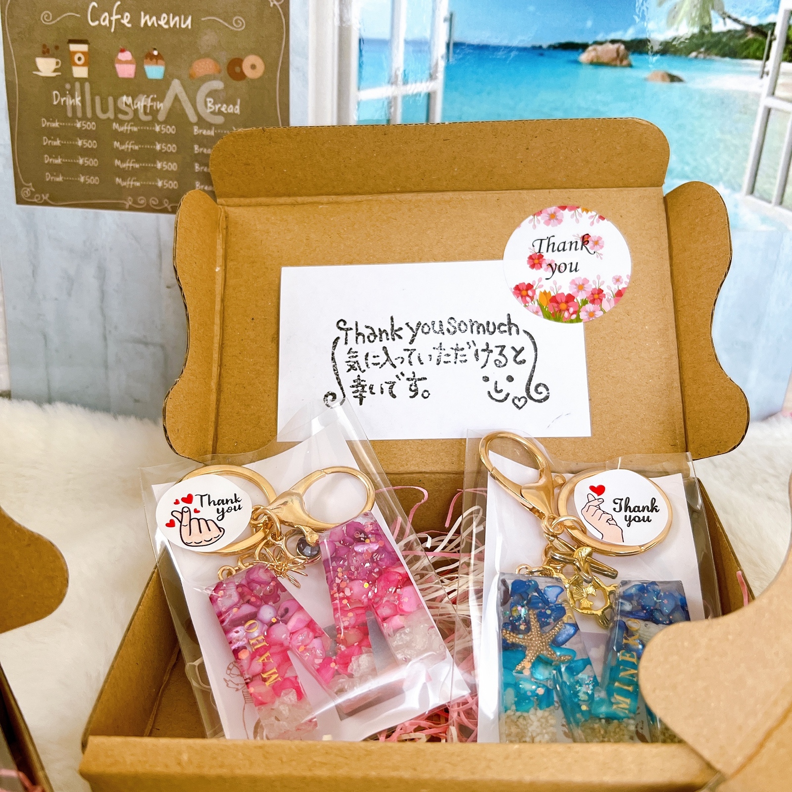 ♡NK♡海のイニシャルキーホルダー 浜辺の夜空 リピーター続出！ 海を感じれる 他にはない イニシャル