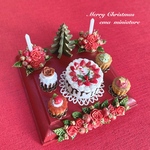 ドールハウス・ミニチュア・クリスマスケーキセット