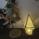 ☆t様 ご予約品☆月を見上げる斜めの家＊LEDキャンドル(白い屋根)