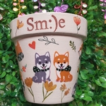 ❣️🐶3号鉢♡可愛い柴犬ちゃん🐶リメイク鉢♡癒し鉢♡デコパージュ🌼ガーデン雑貨
