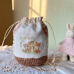 ＊願いを込めて＊クマ、キツネ、アライグマ*刺繍*巾着バッグ*ポシェット