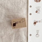 new【2×3cm】ラッパを奏でるくまちゃんハンコ📯