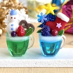 452 ＊小さなクリスマス　2個セット＊　ミニチュア　ドリンク　スイーツ　レジン　シルバニア　ドールハウス