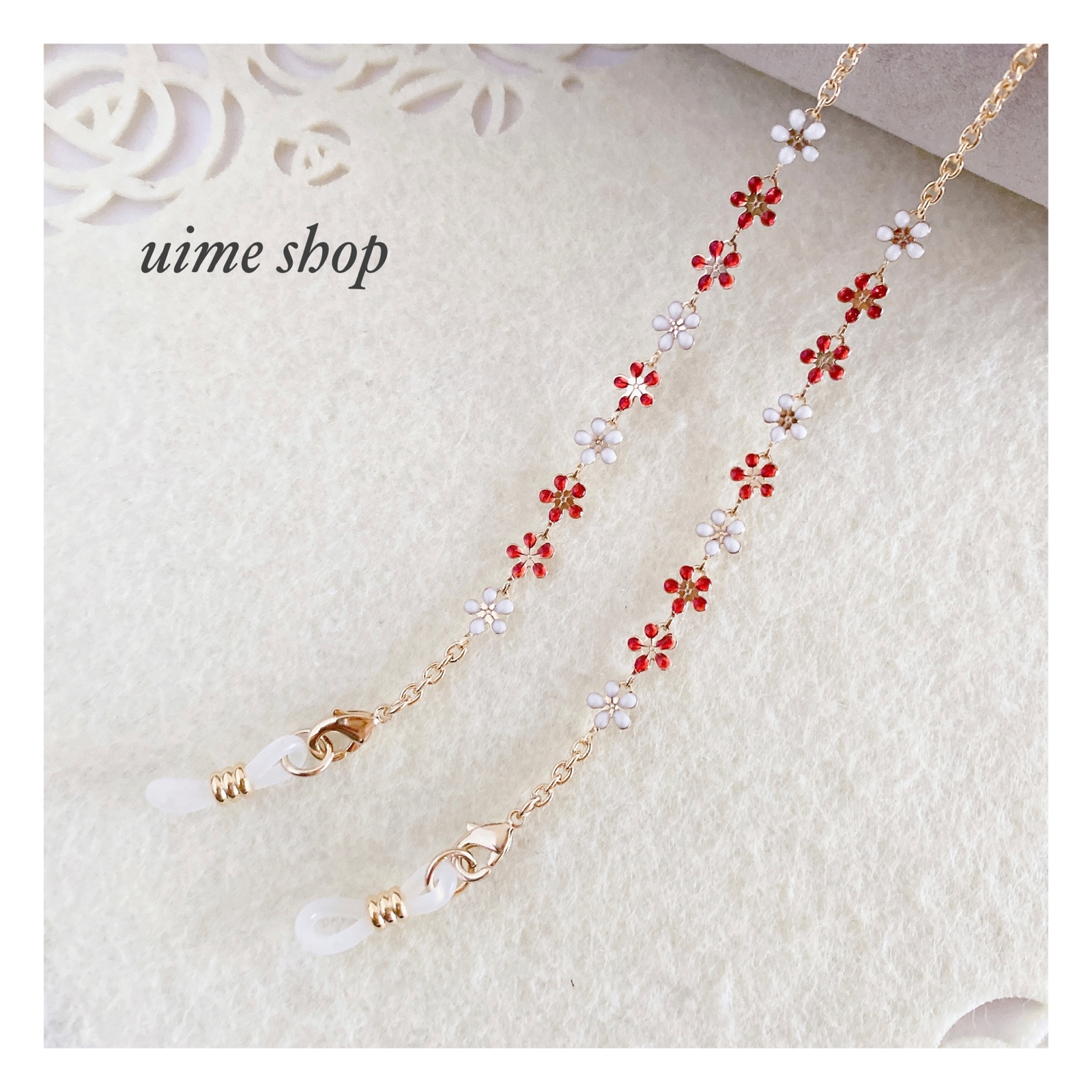 ♪483❤️ 薔薇 パール マスクチェーン メガネチェーン ハンドメイド ...