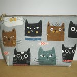 ☆セール☆　ポーチ　♪猫♪　帆布 20cm
