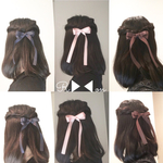 ハーフアップに♡近年流行♡シンプルな細リボンのたらりんヘアゴム♡6色展開