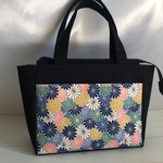 【SALE】ファスナー付きバッグ トートバッグ (Sサイズ) 和柄 菊紋様　青　菊柄バッグ