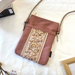 インド刺繍リボンのスマホポシェット　スマホポーチ