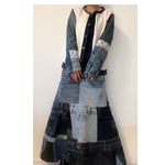 MーL  デニムリメイクのパーカー　グレージュ