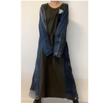 L  白チュールレースとリメイクデニムのアシンメトリーロングスカート