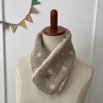 キッズ/大人用 ネックウォーマー/マフラー　スナップ Mサイズ　薄茶クリームドット　再1