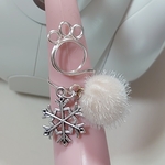 aibo 肉球尻尾リング 白ボンボン✕❄シルバー雪の結晶❄