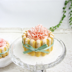 カーネーションケーキ プチサイズ（薄ピンク×翡翠リボン）＊受注制作＊