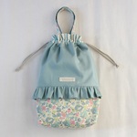 ☆花柄ブルー☆巾着シューズバック 単品販売
