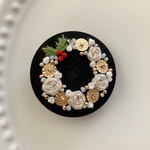 ビーズ刺繍くるみボタン（ヘアゴム/ブローチ）