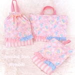 【残1】ドリーミング ベア♡ピンク レッスンバッグ セット。上履き入れ お着替え袋  入園グッズ・入学セット 女の子 オーダー  ゆめかわ くま