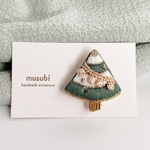 刺繍ブローチ＊クリスマスツリー(ゴールド)