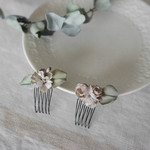布花　petitコーム　2コset pinkbeige