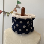 キッズ/大人用 ネックウォーマー/マフラー　Mサイズ    紺クリームドット/クリーム